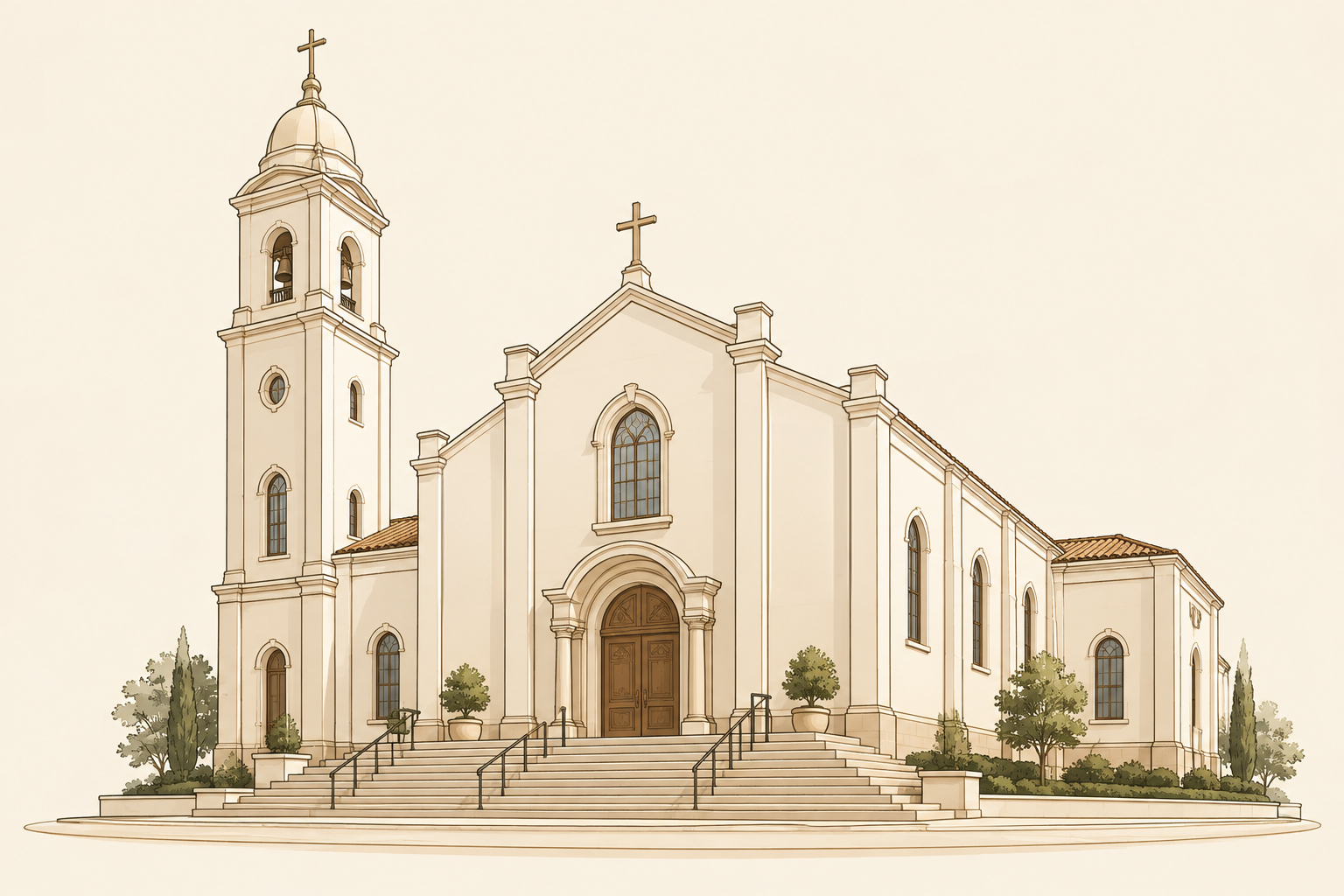 Ilustração de igreja do convite